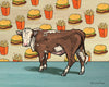 Cow And Cheeseburger Wall Decor Art Print - High Quality 8x10 Or 11x14 Inch Print, Acid Free Paper - Paper Prints - Two Little Fruits - Two Little Fruits