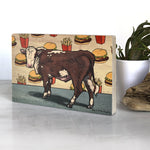 Cow Decor - Angus The Cow 4x6 Wood Art Block for Unique Home Accents - Art On Wood - Two Little Fruits - Two Little Fruits
