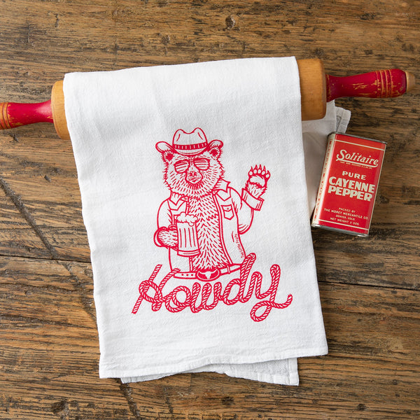 Cowboy Bear Kitchen Towel - Tea Towels - Two Little Fruits - Two Little Fruits