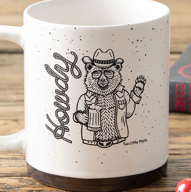 Cowboy Bear Mug - Large 20 Oz Ceramic, Matte Speckled Finish, Dishwasher & Microwave Safe - Mug - Two Little Fruits - Two Little Fruits
