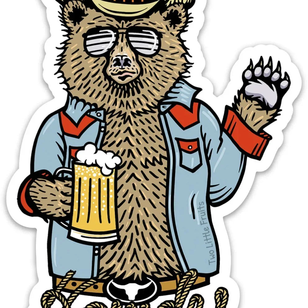 3 - Inch Cowboy Bear Sticker - Durable, Weatherproof, Scratch Resistant Vinyl