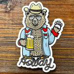 Cowboy Bear illustrated vinyl sticker by Two Little Fruits