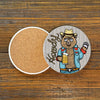 Stylish Cowboy Drink Coaster showcasing a bear in a cowboy outfit with a beer, designed to enhance your decor, perfect for cowboy ceramic coasters lovers.
