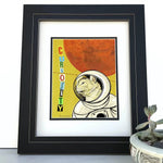 Curiosity Cat Astronaut illustrated art print by Two Little Fruits
