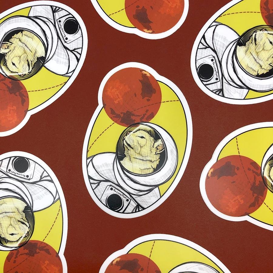 Cute Cat Stickers - Astronaut Space Cat Design, Durable & Weatherproof 3" x 4.31" Decal - Sticker - Two Little Fruits - Two Little Fruits