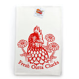Cute Chicken Tea Towel - 100% Cotton, Machine Washable, Made in the USA, Fun Illustrations - Tea Towels - Two Little Fruits - Two Little Fruits