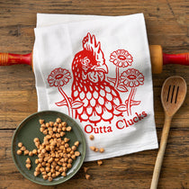 Cute Chicken Tea Towel - 100% Cotton, Machine Washable, Made in the USA, Fun Illustrations - Tea Towels - Two Little Fruits - Two Little Fruits