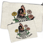 Cute Cosmetic Bag - Fresh Outta Clucks Chicken Zipper Pouch, Perfect for Travel & Organizing - Zipper Pouches - Two Little Fruits - Two Little Fruits