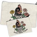 Cute Cosmetic Bag - Fresh Outta Clucks Chicken Zipper Pouch, Perfect for Travel & Organizing - Zipper Pouches - Two Little Fruits - Two Little Fruits