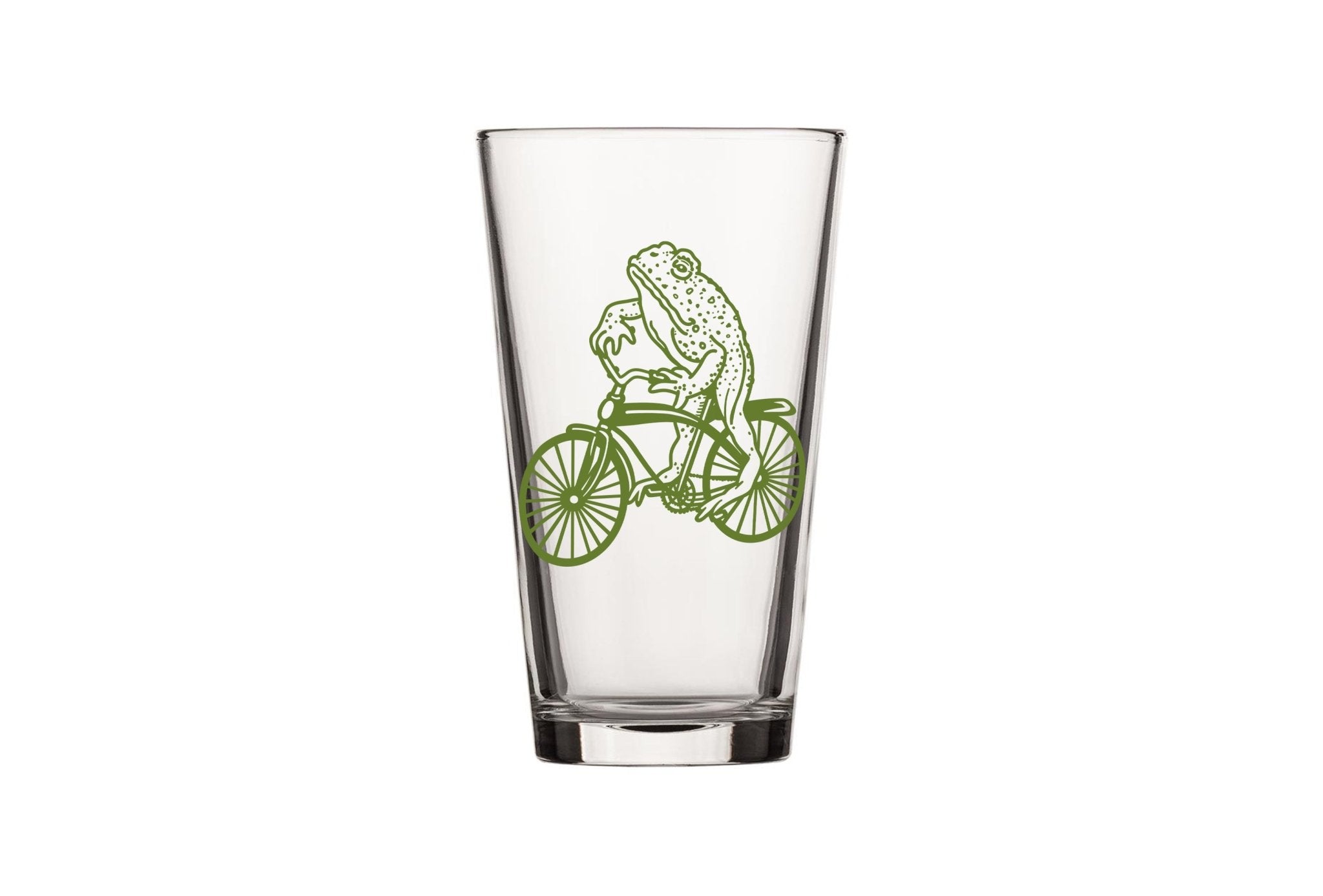 Cute Frog Pint Glass - Screen - Printed Bicycle Design - Pint Glass - Two Little Fruits - Two Little Fruits