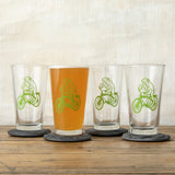 Cute Frog Pint Glass - Screen - Printed Bicycle Design - Pint Glass - Two Little Fruits - Two Little Fruits