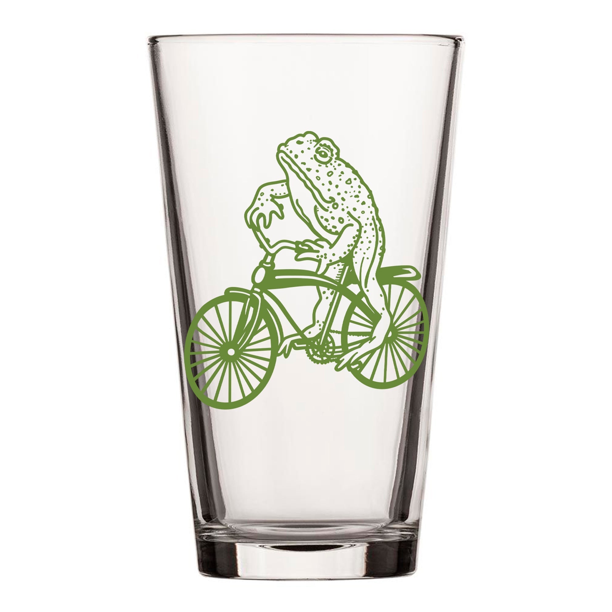 Cute Frog Pint Glass - Screen - Printed Bicycle Design - Pint Glass - Two Little Fruits - Two Little Fruits