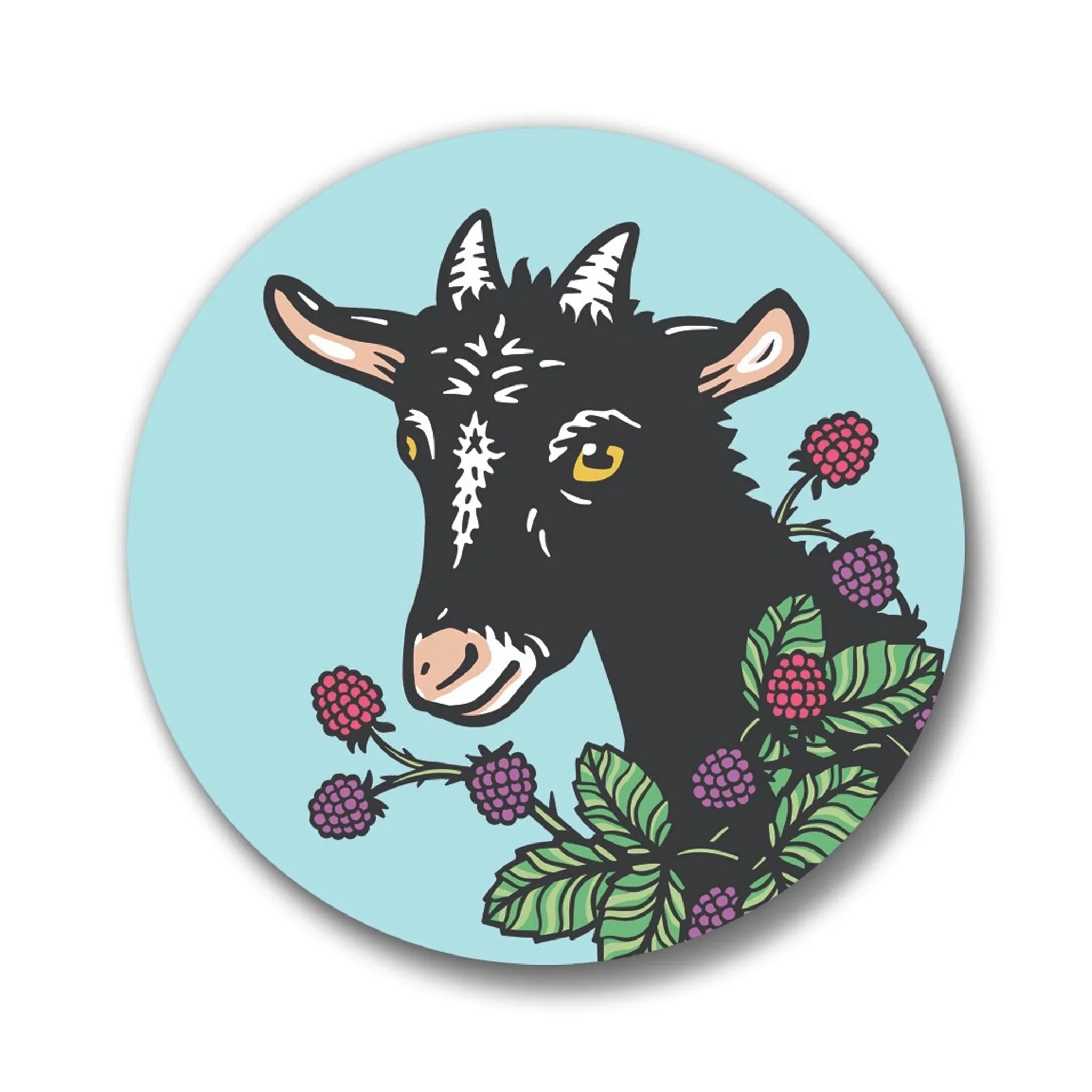 Goat illustrated button pin by Two Little Fruits