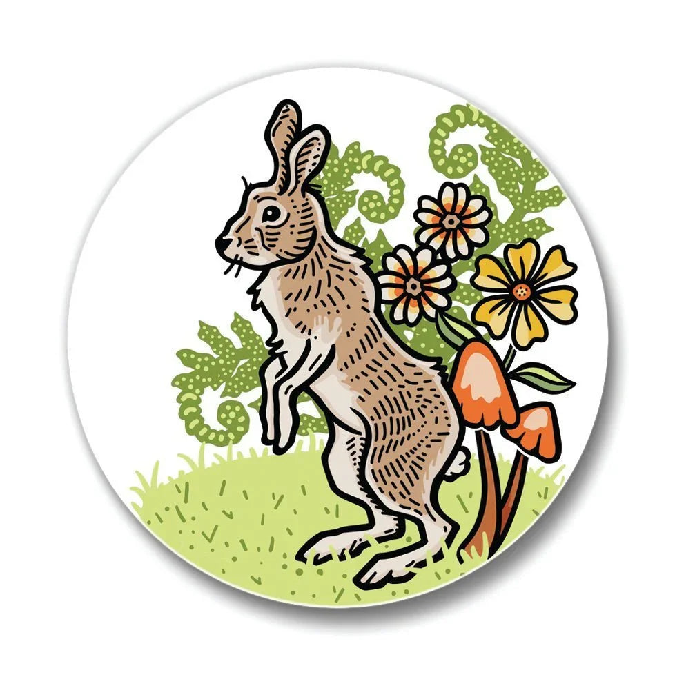 Cute Rabbit Decorative Ceramic Coasters - 4" Diameter, Cork Backed, Set of 4, Bright & Fun! - Coasters - Two Little Fruits - Two Little Fruits