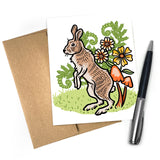Cute Rabbit Greeting Card - Blank A2 Size 4.25" x 5.5" with Brown Envelope - Greeting Cards - Two Little Fruits - Two Little Fruits