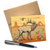 Desert Elk Greeting Card - Blank A2 Size 4.25" x 5.5" with Brown Envelope - Greeting Cards - Two Little Fruits - Two Little Fruits