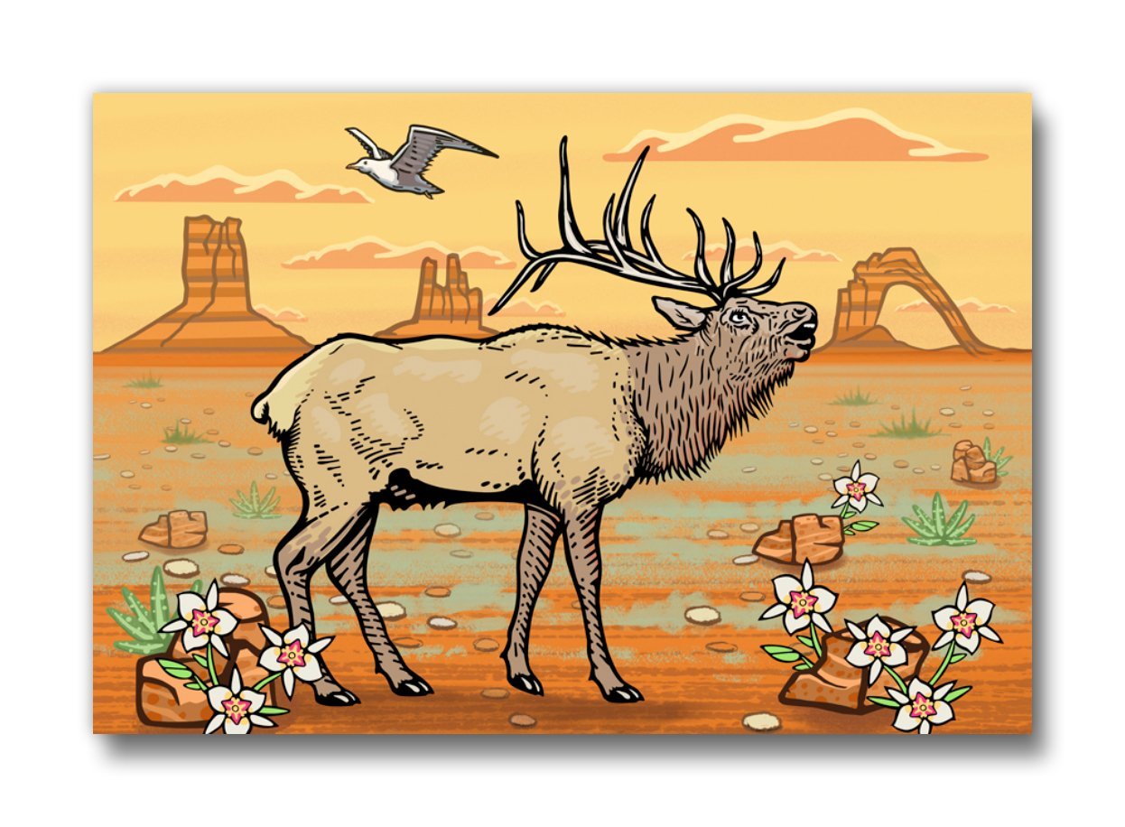 Desert Elk Magnet - 2" x 3" Art Magnet with Durable Matte Finish, Perfect for Home & Office - Fridge Magnets - Two Little Fruits - Two Little Fruits