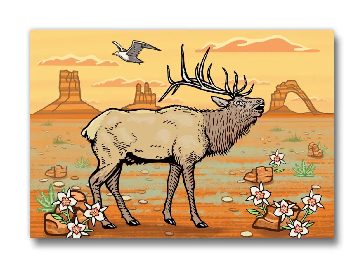 Desert Elk illustrated fridge magnet by Two Little Fruits