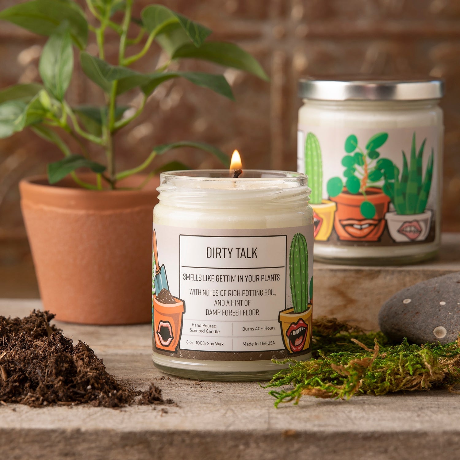 Dirty Talk Dirt Scented Candle - Eco - Friendly Hand - Poured Soy Wax with 40+ Hours of Aromatic Bliss - Soy Candles - Two Little Fruits - Two Little Fruits