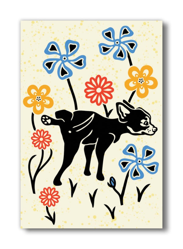 Dog and Flowers Fridge Magnet - Fridge Magnets - Two Little Fruits - Two Little Fruits