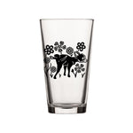 Dog Beer Glass - Whimsical Dog & Flowers Pint Glass, 16 Fl Oz, Made in USA, Durable & Fun - Pint Glass - Two Little Fruits - Two Little Fruits