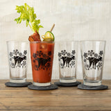 Dog Beer Glass - Whimsical Dog & Flowers Pint Glass, 16 Fl Oz, Made in USA, Durable & Fun - Pint Glass - Two Little Fruits - Two Little Fruits