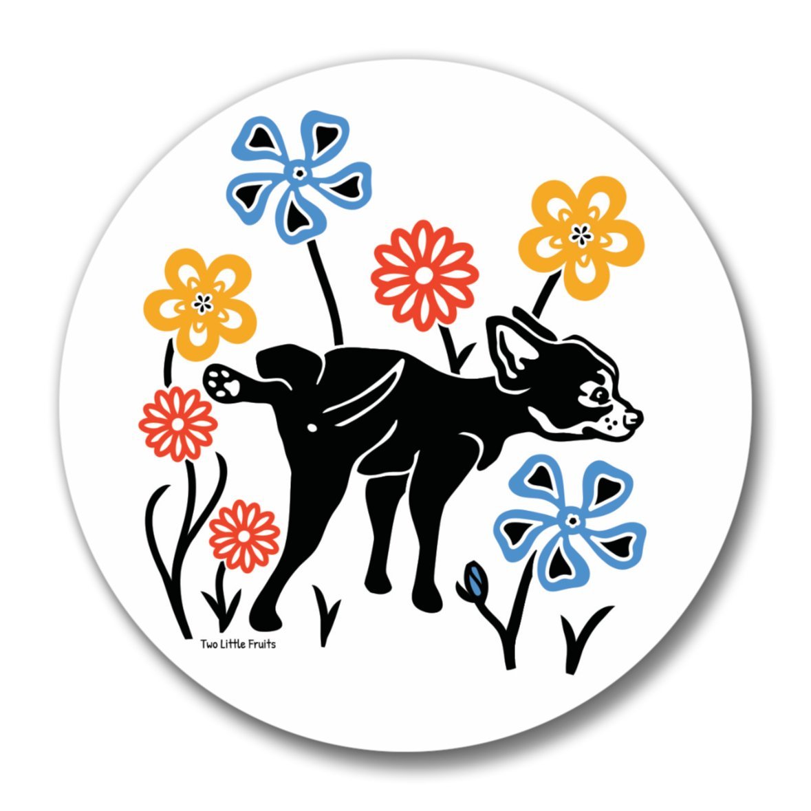 Dog Bottle Opener With Flowers - Soft Touch Magnetic, Scuff - Resistant, Handy & Stylish 2.25" - Soft Matte Bottle Openers - Two Little Fruits - Two Little Fruits