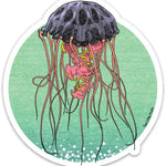 Durable 3.63 X 4 Inch Jellyfish Sticker - Unique Purple & Pink Design, Weatherproof Vinyl - Sticker - Two Little Fruits - Two Little Fruits
