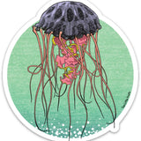 Durable 3.63 X 4 Inch Jellyfish Sticker - Unique Purple & Pink Design, Weatherproof Vinyl - Sticker - Two Little Fruits - Two Little Fruits