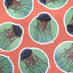 Durable 3.63 X 4 Inch Jellyfish Sticker - Unique Purple & Pink Design, Weatherproof Vinyl - Sticker - Two Little Fruits - Two Little Fruits