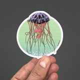 Durable 3.63 X 4 Inch Jellyfish Sticker - Unique Purple & Pink Design, Weatherproof Vinyl - Sticker - Two Little Fruits - Two Little Fruits