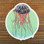 Durable 3.63 X 4 Inch Jellyfish Sticker - Unique Purple & Pink Design, Weatherproof Vinyl - Sticker - Two Little Fruits - Two Little Fruits