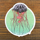 Durable 3.63 X 4 Inch Jellyfish Sticker - Unique Purple & Pink Design, Weatherproof Vinyl - Sticker - Two Little Fruits - Two Little Fruits