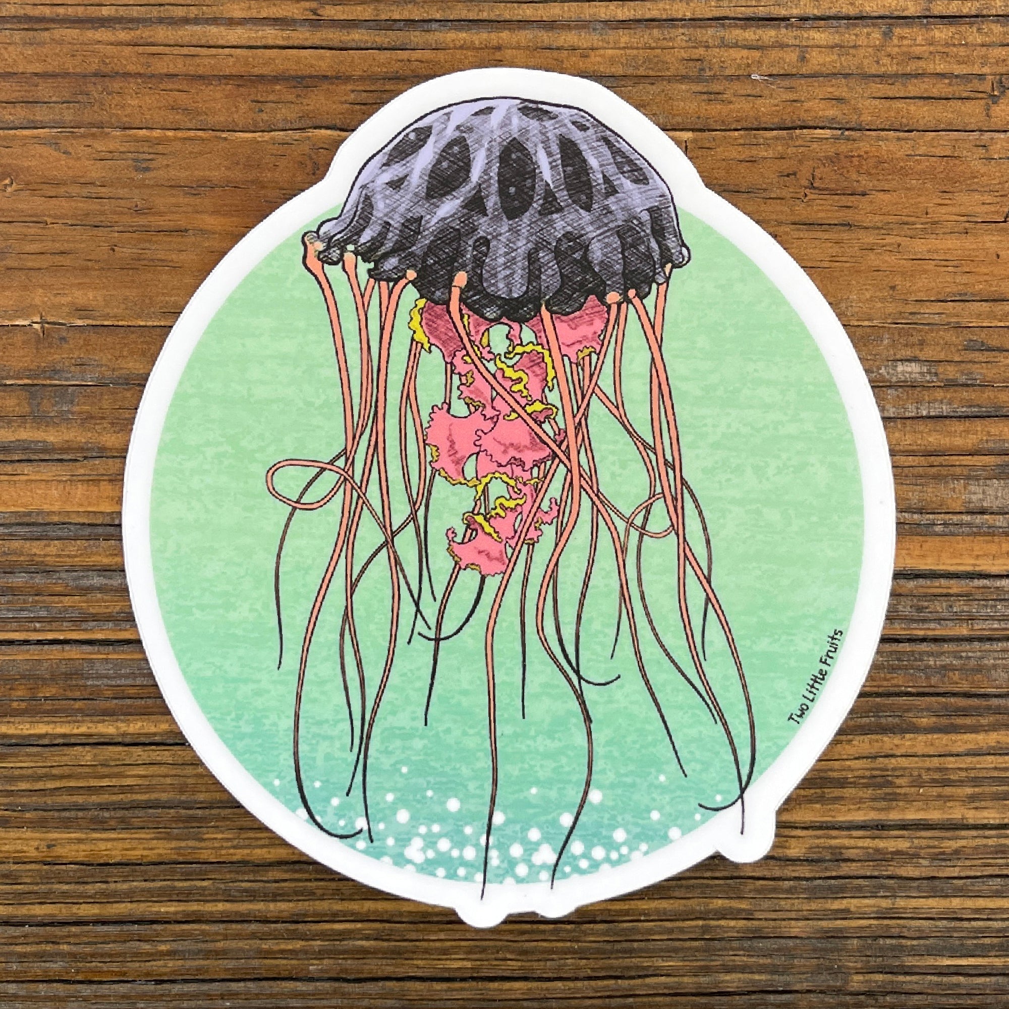 Durable 3.63 X 4 Inch Jellyfish Sticker - Unique Purple & Pink Design, Weatherproof Vinyl - Sticker - Two Little Fruits - Two Little Fruits