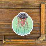 Durable 3.63 X 4 Inch Jellyfish Sticker - Unique Purple & Pink Design, Weatherproof Vinyl - Sticker - Two Little Fruits - Two Little Fruits