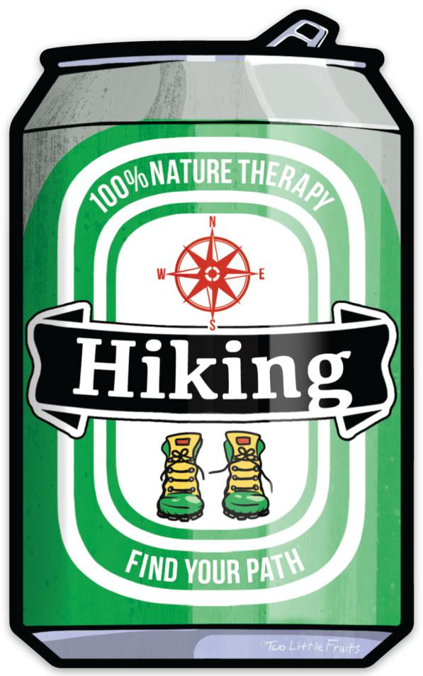 Durable Hiking Beer Can Sticker Design - Waterproof, UV Resistant Vinyl Decal for Outdoor Adventures - Sticker - Two Little Fruits - Two Little Fruits