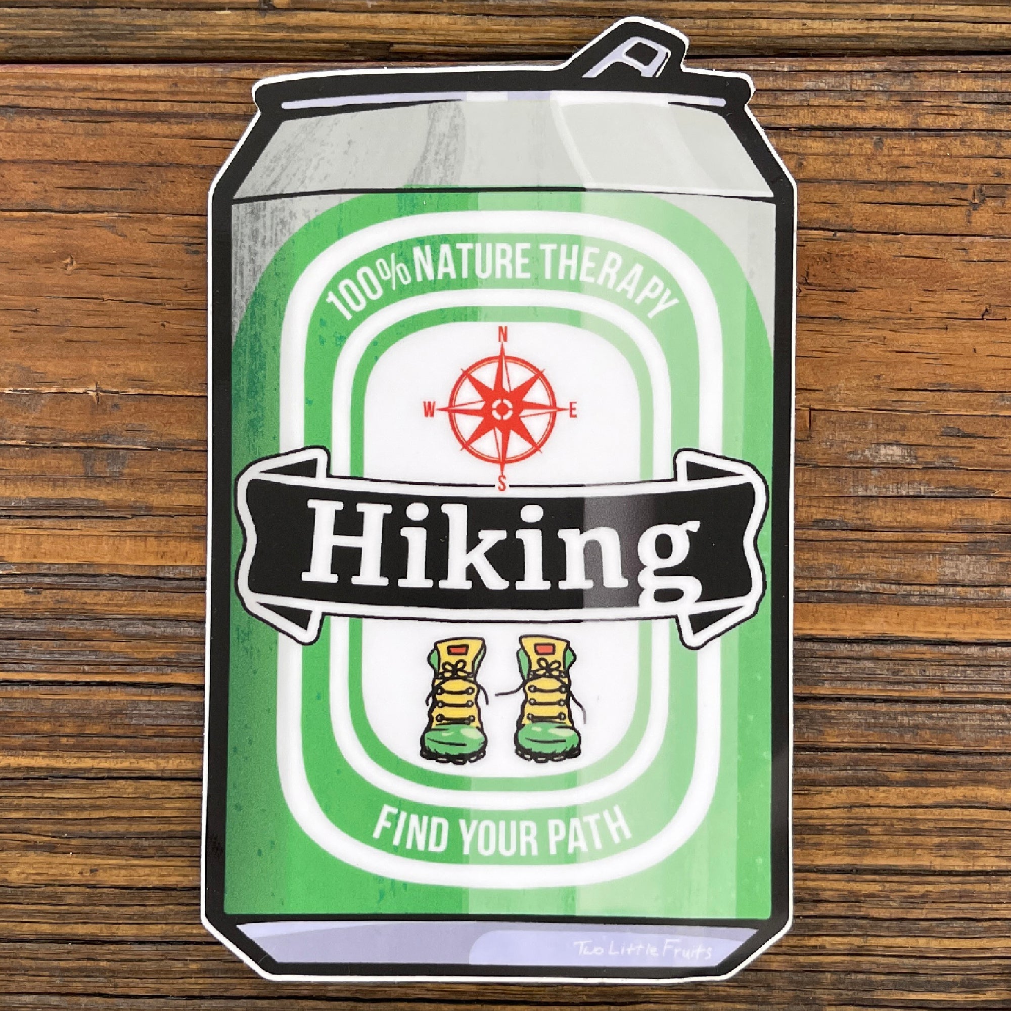 Durable Hiking Beer Can Sticker Design - Waterproof, UV Resistant Vinyl Decal for Outdoor Adventures - Sticker - Two Little Fruits - Two Little Fruits