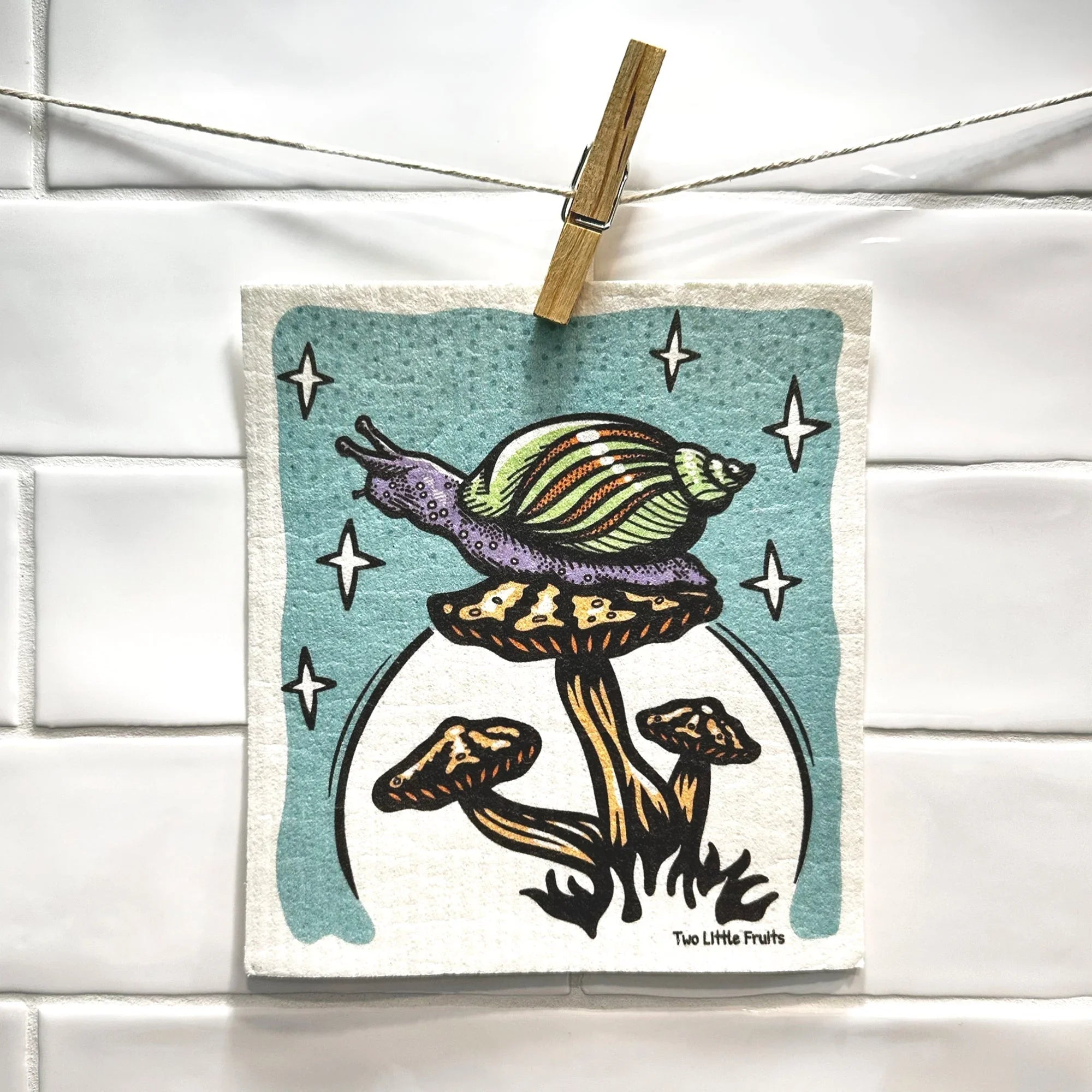 Eco - Friendly Absorbent Swedish Dishcloth With Snail And Mushroom Design - Biodegradable & Reusable - Swedish Dish Cloth - Two Little Fruits - Two Little Fruits