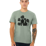 Eco - Friendly Cat Graphic T-Shirt | Unisex Retail Fit in Heather Sage | Made in the USA - Tee Shirts - Two Little Fruits - Two Little Fruits
