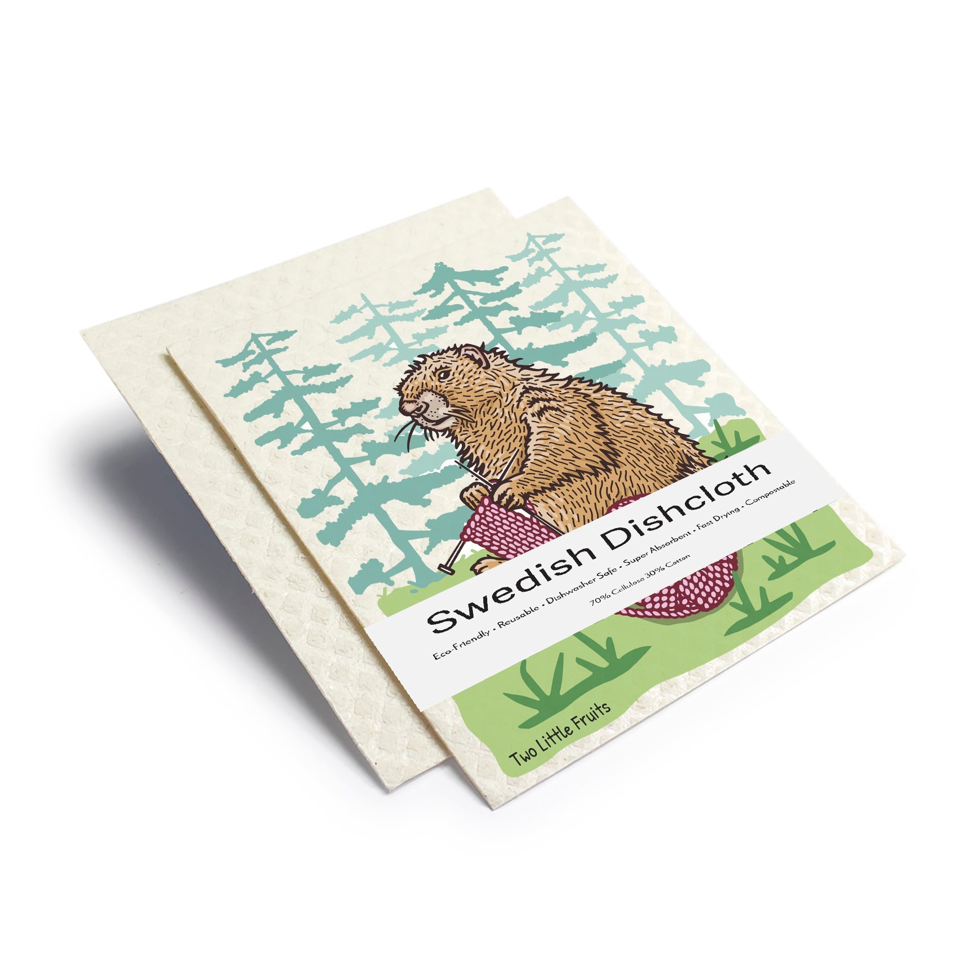 Eco - Friendly Dishcloth - Knitting Marmot Reusable Swedish Sponge Made from 70% Cellulose & 30% Cotton - Swedish Dish Cloth - Two Little Fruits - Two Little Fruits