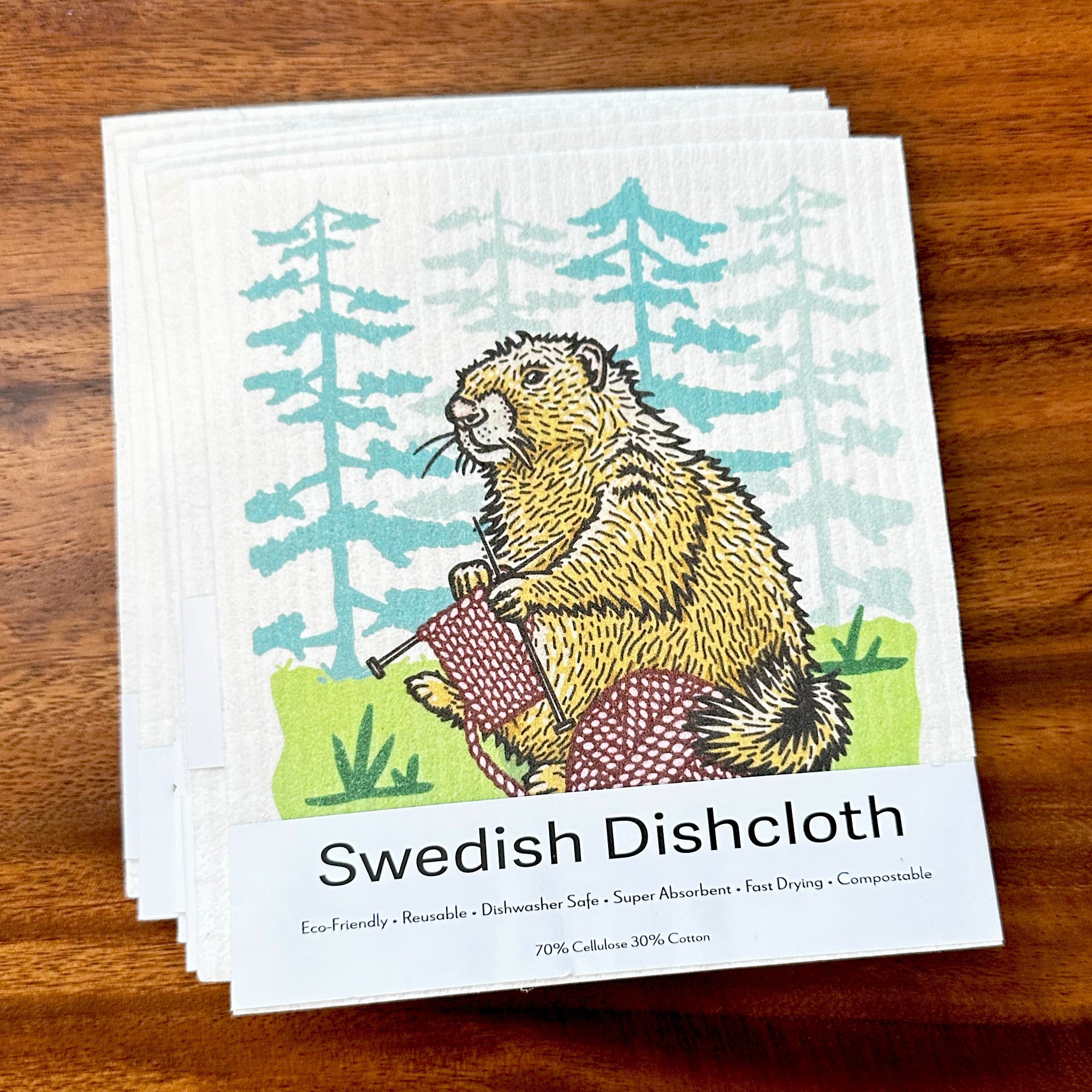 Eco - Friendly Dishcloth - Knitting Marmot Reusable Swedish Sponge Made from 70% Cellulose & 30% Cotton - Swedish Dish Cloth - Two Little Fruits - Two Little Fruits