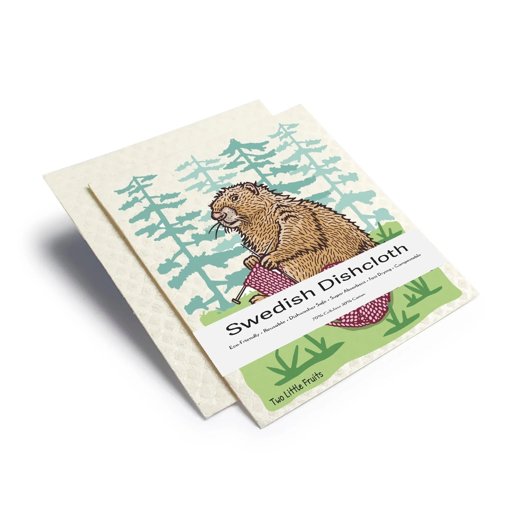 Eco - Friendly Dishcloth - Knitting Marmot Reusable Swedish Sponge Made from 70Cellulose & 30Cotton - Swedish Dish Cloth - Two Little Fruits - Two Little Fruits