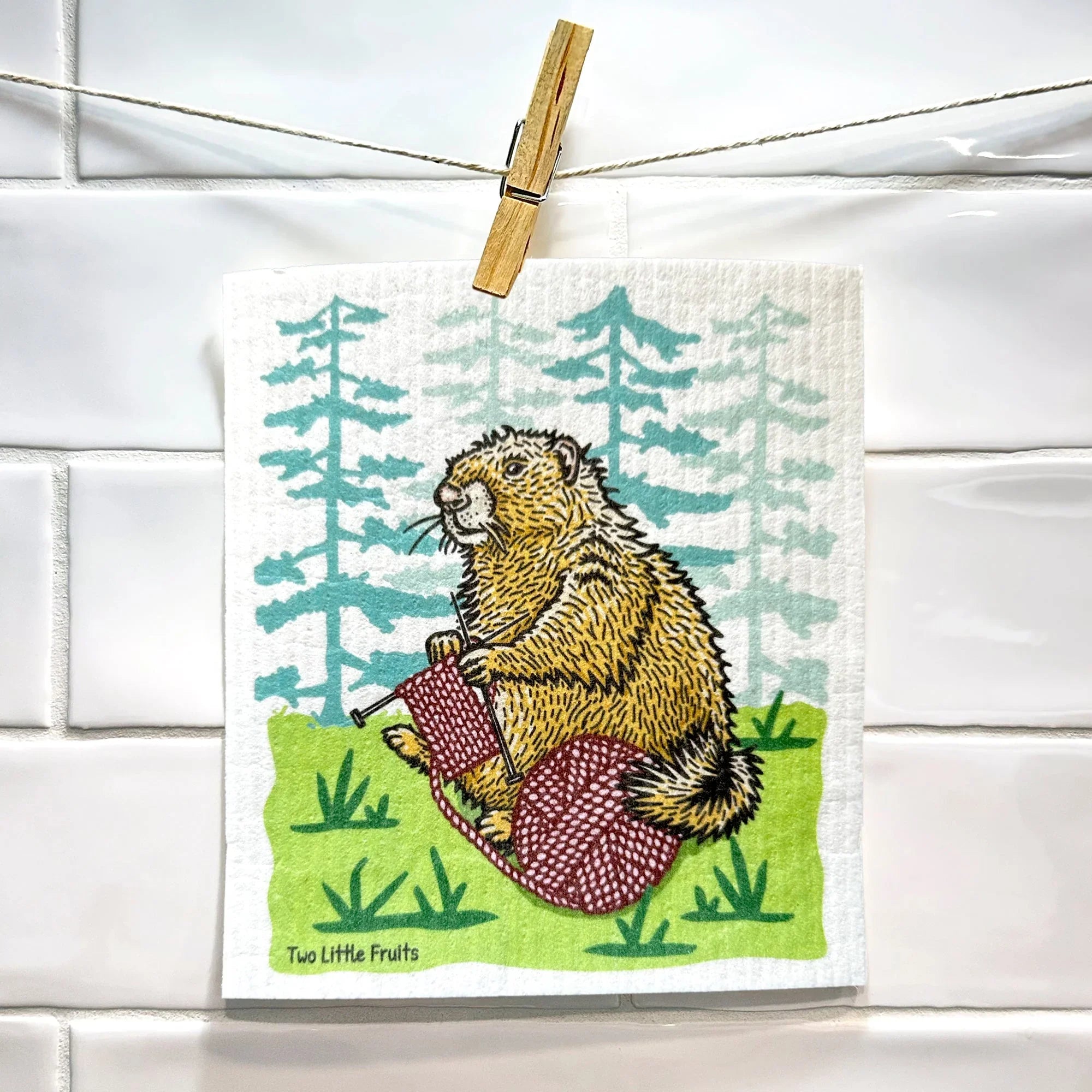 Eco - Friendly Dishcloth - Knitting Marmot Reusable Swedish Sponge Made from 70Cellulose & 30Cotton - Swedish Dish Cloth - Two Little Fruits - Two Little Fruits