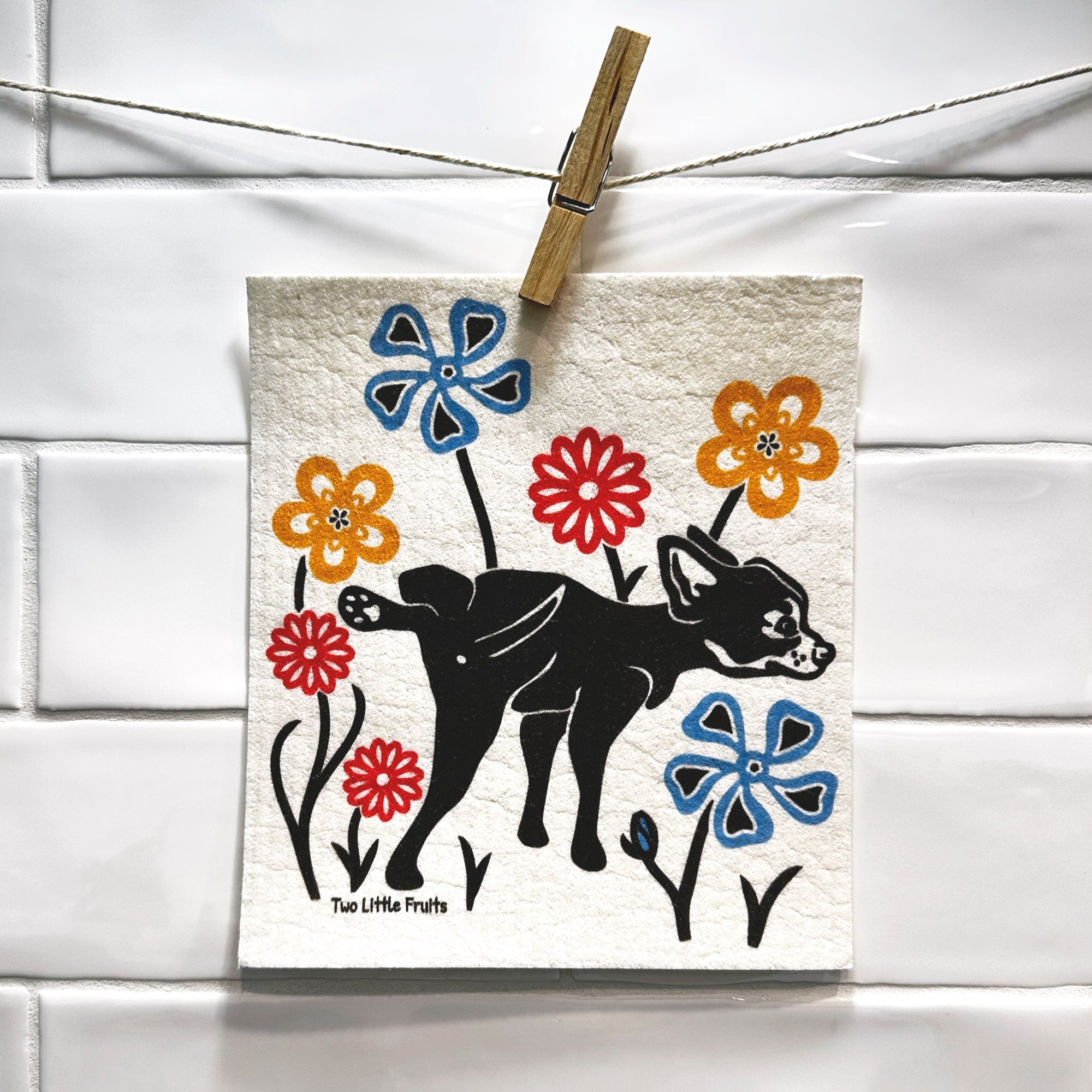 Eco - Friendly Dog Print Dishcloth - Biodegradable & Reusable for Sustainable Cleaning - Swedish Dish Cloth - Two Little Fruits - Two Little Fruits