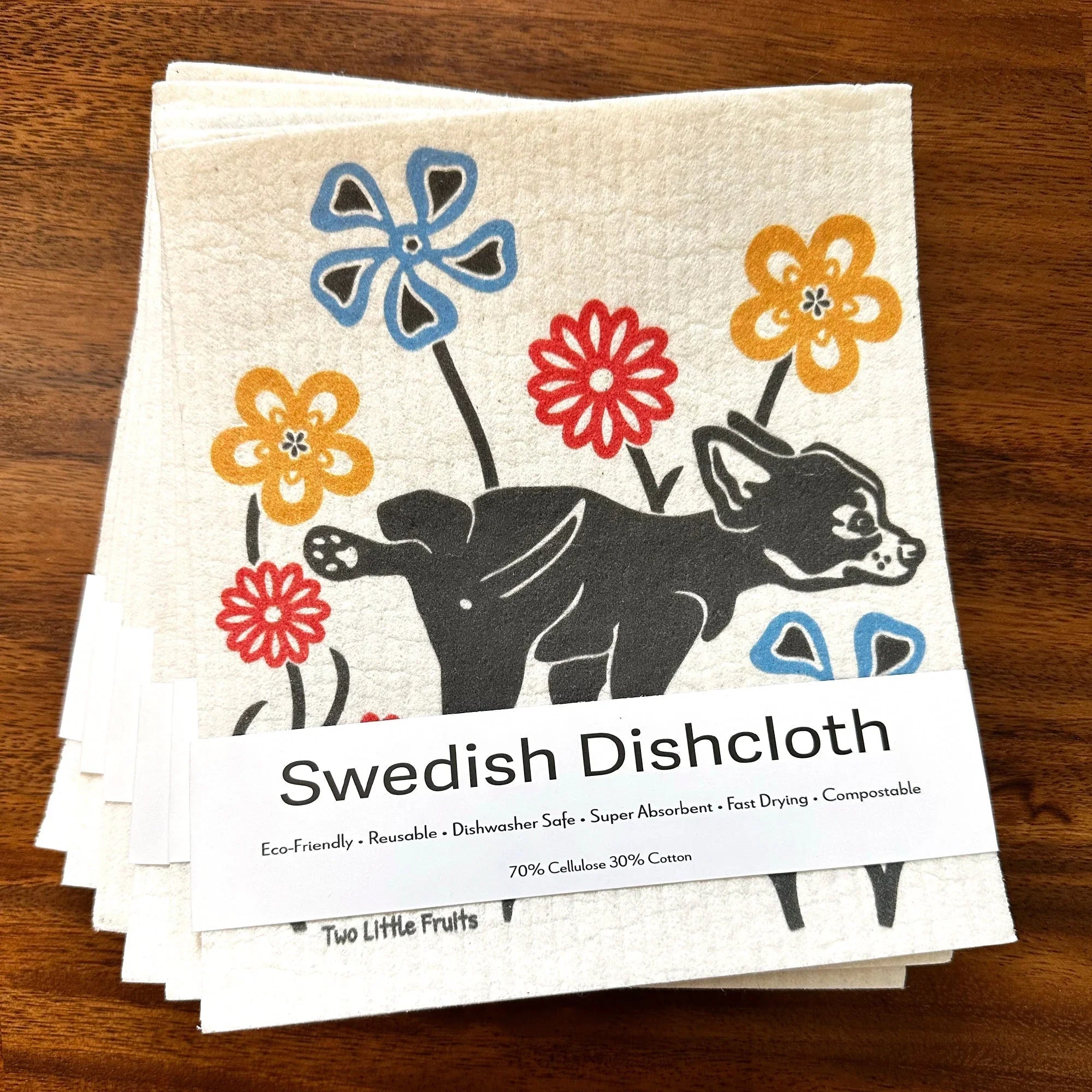 Eco - Friendly Dog Print Dishcloth - Biodegradable & Reusable for Sustainable Cleaning - Swedish Dish Cloth - Two Little Fruits - Two Little Fruits