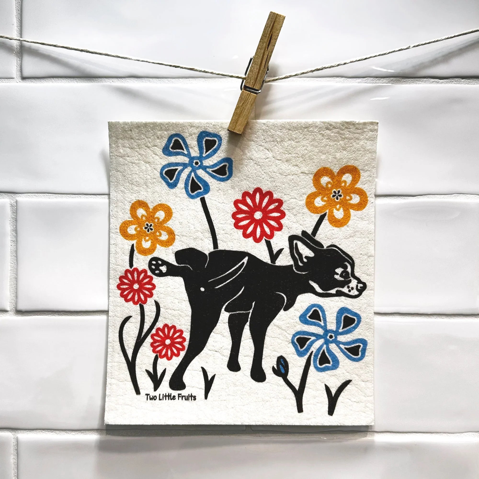 Eco - Friendly Dog Print Dishcloth - Biodegradable & Reusable for Sustainable Cleaning - Swedish Dish Cloth - Two Little Fruits - Two Little Fruits