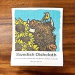 Eco - Friendly Reusable Dishcloths - Bison & Sunflowers, Biodegradable, 100Compostable - Swedish Dish Cloth - Two Little Fruits - Two Little Fruits