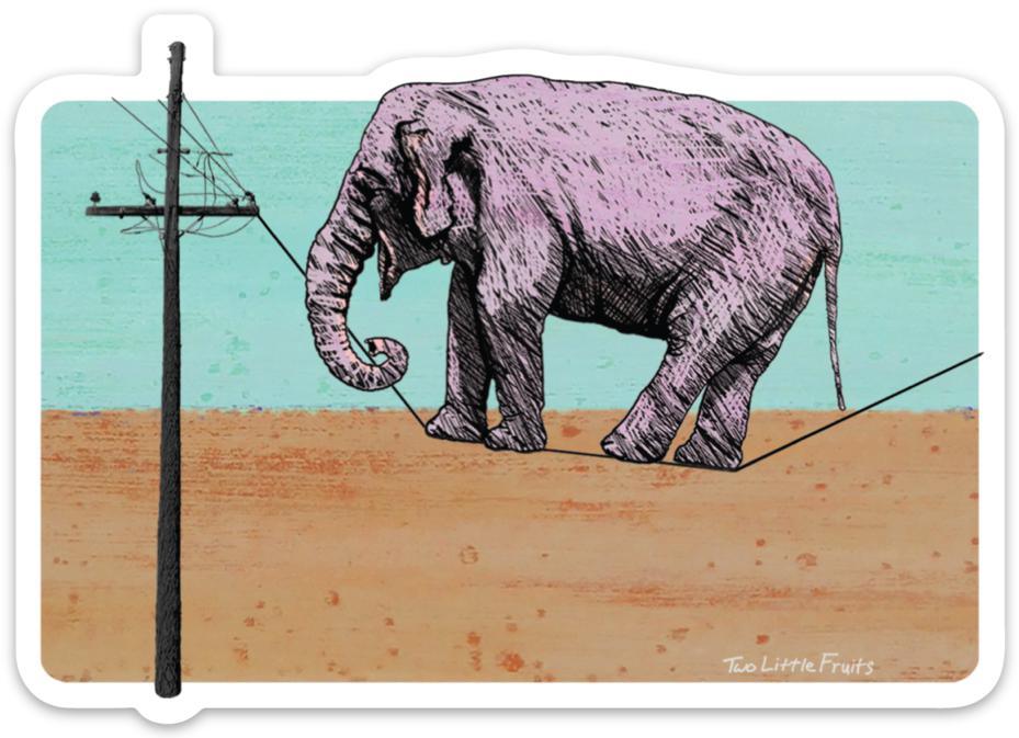 Unique Walk the Line Elephant Vinyl Sticker - Durable, Weatherproof, Fun Decal for Personal Flair