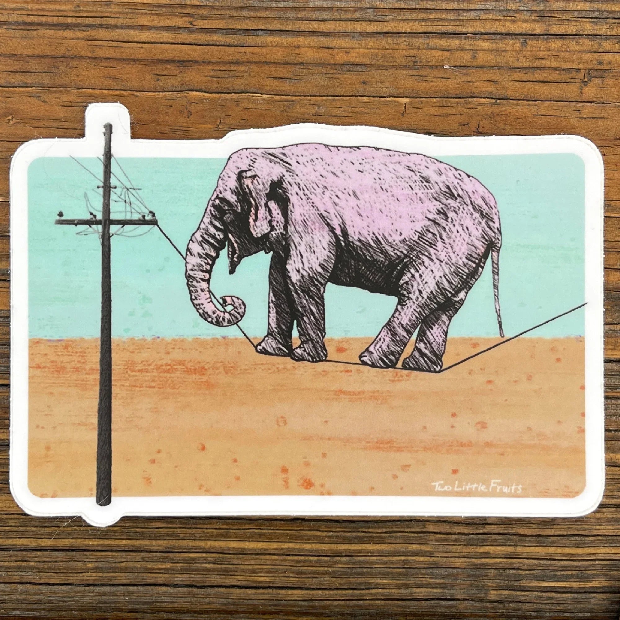 Elephant illustrated vinyl sticker by Two Little Fruits
