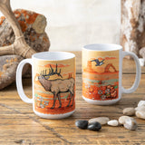 Elk Coffee Mug – 15 Oz. Ceramic Mug, Dishwasher & Microwave Safe, Perfect Gift for Coffee Lovers - Mug - Two Little Fruits - Two Little Fruits